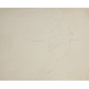 Wlastimil Hofman (1881-1970), Szkic aktu siedzącego mężczyzny fauna? gryzącego paluch prawej stopy, ok 1910