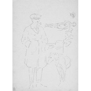 Karol Kossak (1896-1975), Szkice mężczyzny z psem oraz scenki ulicznej, 1922