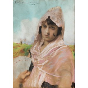 Feliks Michał Wygrzywalski (1875 Przemyśl - 1944 Rzeszów), Žena s vějířem, 1925.