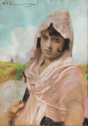 Feliks Michał Wygrzywalski (1875 Przemyśl - 1944 Rzeszów), Kobieta z wachlarzem, 1925 r.