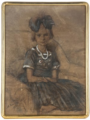 Antoni Kamieński (1860 Wilno - 1933 Warszawa), Portret siedzącej dziewczynki, 1920 r.