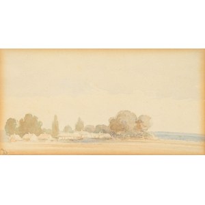 Seweryn Bieszczad (1852 Jasło -1923 Krosno), Landschaft mit Gebäuden