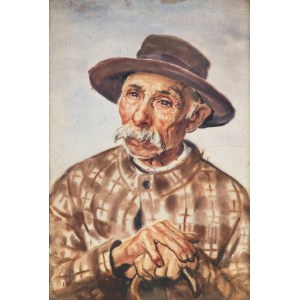 Jerzy M. Rupniewski (1886-1950), Porträt eines alten Mannes mit Hut, 1931.