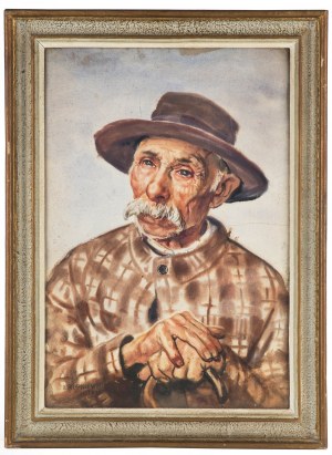 Jerzy M. Rupniewski (1886-1950), Portret staruszka w kapeluszu, 1931 r.