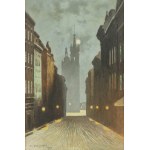 Stanisław Fabijański (1865 Paryż - 1947 Kraków), Widok na kościół Mariacki w Krakowie, 1939 r.