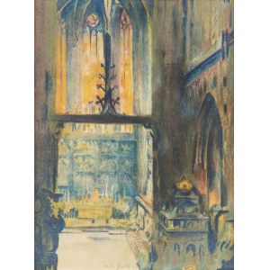 Teodor Grott (1884 Częstochowa - 1972 Krakau), Innenraum der Marienkirche in Krakau, 1911.