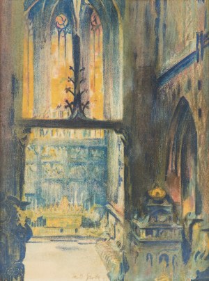 Teodor Grott (1884 Częstochowa - 1972 Kraków), Wnętrze kościoła mariackiego w Krakowie, 1911 r.