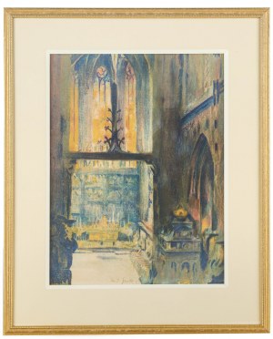 Teodor Grott (1884 Częstochowa - 1972 Kraków), Wnętrze kościoła mariackiego w Krakowie, 1911 r.
