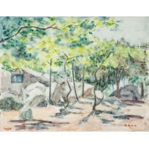 Bencion(Benn) Rabinowicz (1905 Bialystok - 1989 Paris), Landscape with trees and bushes, 1976.
