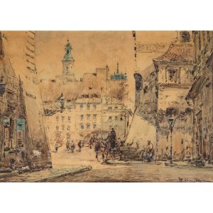 Władysław Chmieliński (1911 Warschau - 1979 dort), Blick auf den Altstädter Markt in Warschau