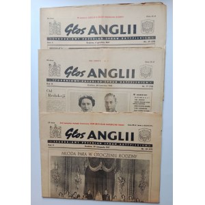 CZASOPISMO GŁOS ANGLII, TYGODNIK, ŚLUB KRÓLOWEJ ELŻBIETY II I KSIĘCIA FILIPA KRAKÓW 1947 R, 3 SZT. W ZESTAWIE (3 CZASOPISMA), PROGRAM IGRZYSK OLIMPIJSKICH 1948 R