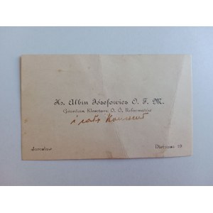 VISIT CARD JAROSLAW KS JÓZEFOWICZ MONASTERY OF THE REFORMATI FRIARS