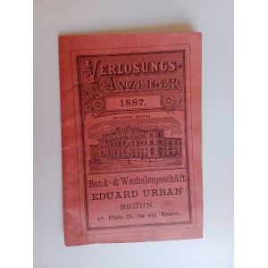 KALENDARZYK EDUARD URBAN, BRUNN, BANK & WECHSLERGESCHAFT PRZEDWOJENNY, 1887 R