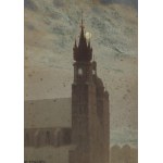 Stanisław FABIJAŃSKI (1865-1947), A moon over St. Mary's Basilica in Cracow