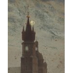 Stanisław FABIJAŃSKI (1865-1947), A moon over St. Mary's Basilica in Cracow