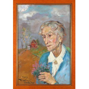 Wlastimil HOFMAN (1881-1970), Portrait of a woman with flowers (1967)