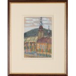 NIKIFOR Krynicki (1895-1968), Pejzaż z drewnianym kościołem