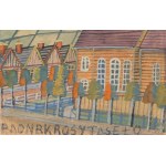 NIKIFOR Krynicki (1895-1968), Landschaft mit einer Holzkirche.