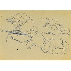 Ludwik MACIĄG (1920-2007), Sketches from war: a soldier firing a machine gun