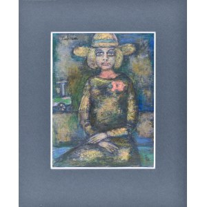 Eugeniusz TUKAN-WOLSKI (1928-2014), Portret siedzącej kobiety na tle pejzażu