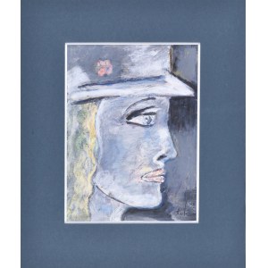 Eugeniusz TUKAN-WOLSKI (1928-2014), Porträt einer Frau mit Hut im rechten Profil