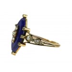 Gold ring with pearls, lapis and diamond rauts (38)