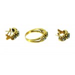 Komplet złoty: pierścionek oraz kolczyki z diamentami oraz szmaragdami (78)
