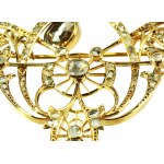 Broszka złota z formą wisiorka z diamentami i rautami diamentowymi (84)