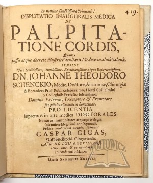 GIGAS Caspar, Disputatio inauguralis medice de palpitatione cordis,