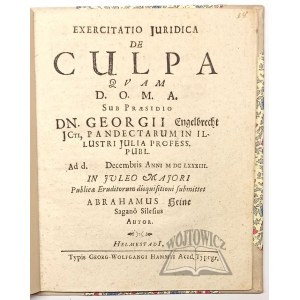 HEINE Abraham ze Zaganu, Exercitatio Juridica de Culpa.