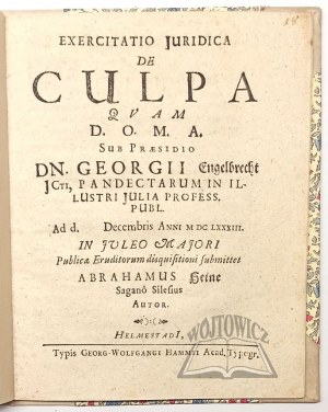 HEINE Abraham z Żagania, Exercitatio Juridica de Culpa.