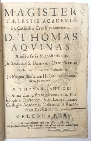 (JAMBICKI Tomasz), Magister Caelestis Academiae Ex Cathedra Crucis Renuntiatus.