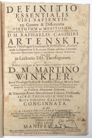 PODGÓRSKI Samuel Jan, Definitio essentialis viri sapientis, ex Genere & Differentia virtutum ac meritorum,