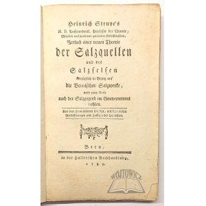 STRUVE Heinrich, Versuch einer neuen Theorie der Salzquellen und des Salzfelsen