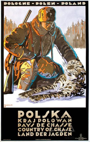 NORBLIN Štefan (1892-1952), maliar, ilustrátor, tvorca plagátov, Poľsko - krajina lovu.
