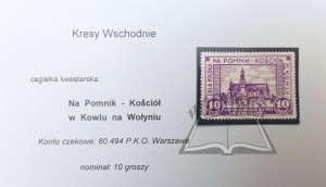 (Croix de l'Est). Toute la Pologne pour l'église commémorative de Kowel en Volhynie.