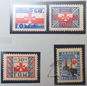 (POLSKIE Morze). Fondo per la difesa marittima. Collezione di 4 francobolli.