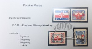 (POLSKIE Morze). Fonds de défense maritime. Collection de 4 timbres.