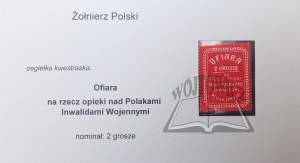 (Soldat de la Pologne). Sacrifice pour le soin des invalides de guerre polonais.