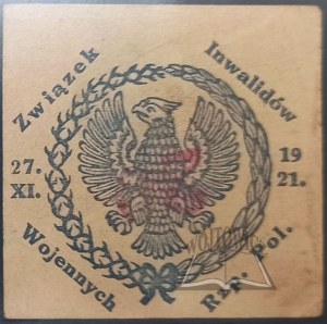 (ŻOŁNIERZ Polski). Union of War Invalids Rzp. Pol. 27.XI.1921.