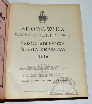 SKOROWIDZ Rzeczypospolitej Polskiej et Księga Adresowa Miasta Krakowa 1926.
