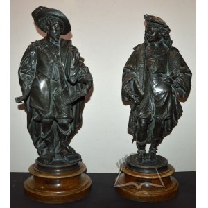 RESCUE. A pair of male figures in 17th-century costumes. Le Jour - La Nuit (Day and Night).