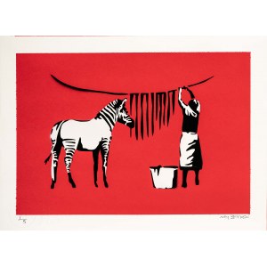 NOT BANKSY, Banksy. Zebra Wash Red, 2019