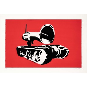 NOT BANKSY, Banksy. Tank Commander Red, 2019