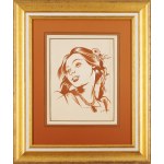Zofia Stryjeńska (1891 Kraków - 1976 Geneva), Girl with a flower in her hair, ca1950
