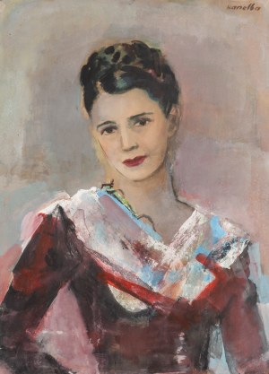 Rajmund Kanelba (Kanelbaum) (1897 Warszawa - 1960 Londyn), Portret Stasi Menkes, żony malarza Zygmunta Menkesa