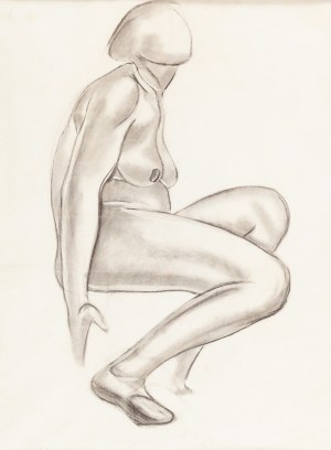 Bolesław Cybis (1895 Folwark Massandra na Krymie - 1957 Trenton (New Jersey, USA)), Akt siedzącej kobiety (recto) Akt stojącego mężczyny wsparego na kiju (verso), 1922