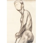 Boleslav Cybis (1895 Massandra Farm na Krymu - 1957 Trenton (New Jersey, USA)), Akt sedící ženy (recto) Akt stojícího muže opřený o hůl (verso), 1922