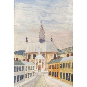 Nikifor Krynicki (1895 Krynica - 1968 Folusz), Blick auf eine Kirche, 1961