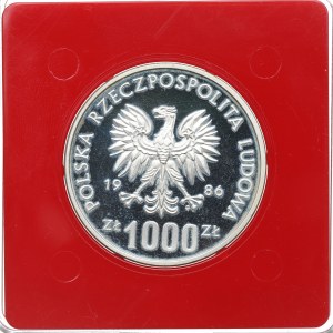 PRL, 1.000 złotych 1986 Narodowy czyn pomocy szkolnej - Próba Ag